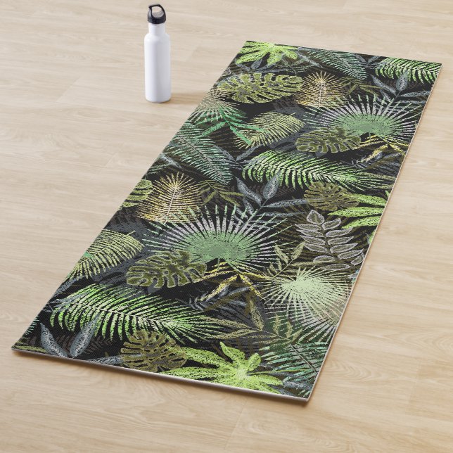 Tropical Leaves Green Yoga Mat (In Situ)