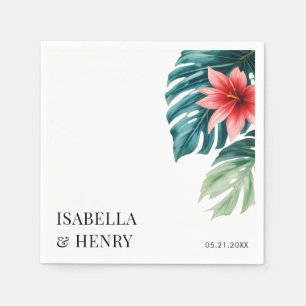 Tropical Leaves Greenery Boho Modern Wedding Napkin