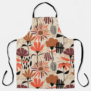 Tropical leaves hand drawn seamless pattern. Botan Apron