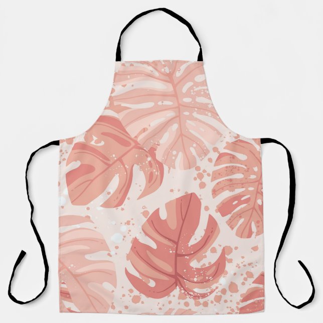 Tropical leaves: hand-drawn vintage pattern. apron (Front)
