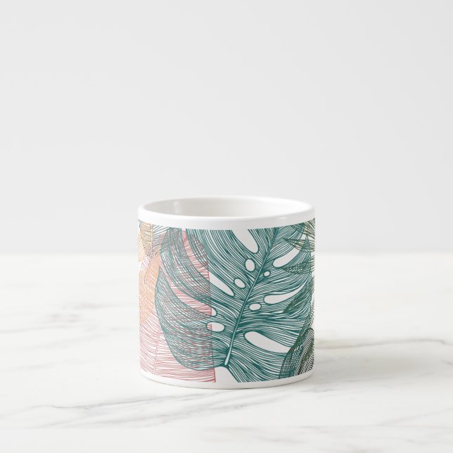 Tropical leaves: hand-drawn vintage pattern. espresso cup (Front)