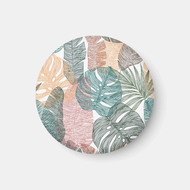Tropical leaves: hand-drawn vintage pattern. magnet (Front)