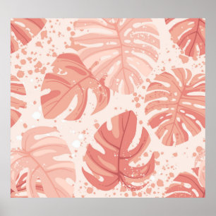 Tropical leaves: hand-drawn vintage pattern. poster
