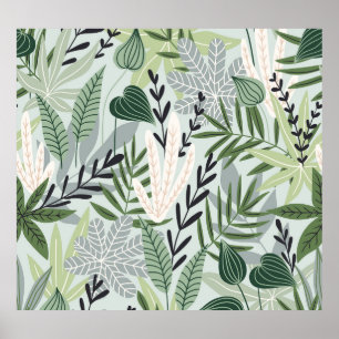 Tropical Leaves: Hand-Drawn Vintage Print. Poster