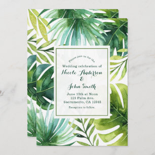 Tropical Leaves Hawaiian Summer Wedding Invitation