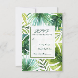 Tropical Leaves Hawaiian Summer Wedding RSVP