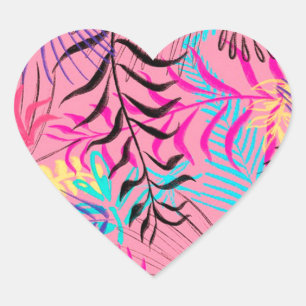 Tropical Leaves Heart Sticker