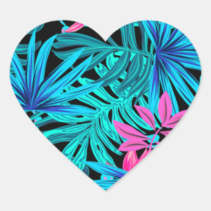 Tropical Leaves Heart Sticker