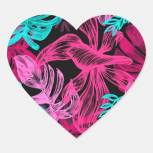 Tropical Leaves Heart Sticker