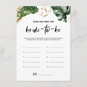 Tropical Leaves How Old Was The Bride Shower Card