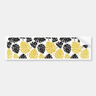 Tropical leaves in Gold and Black Bumper Sticker