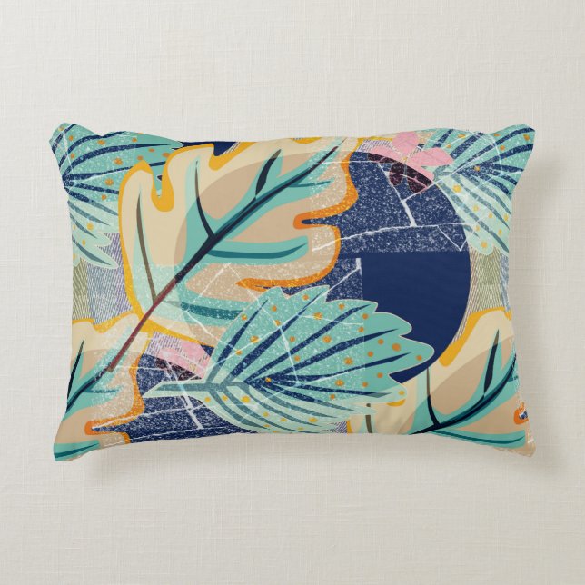 Tropical leaves in grunge style. decorative cushion (Front)