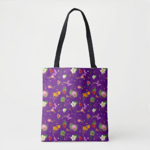 Tropical Leaves in Purple Tote Bag