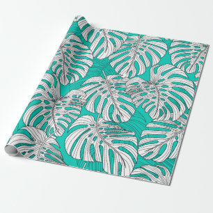 Tropical leaves, jungle leaves seamless vintage fl wrapping paper