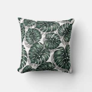 Tropical leaves, jungle monstera cushion