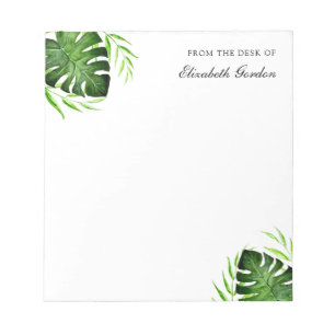 Tropical Leaves Jungle Script Personalised Chic N Notepad