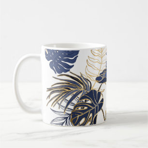 Tropical leaves, jungle seamless background. coffee mug