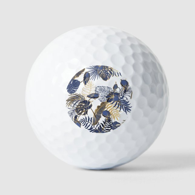 Tropical leaves, jungle seamless background. golf balls (Front)