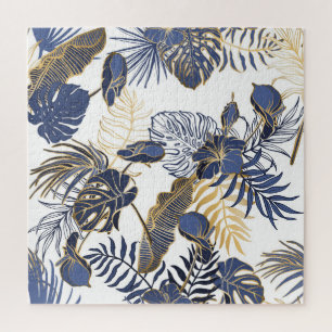 Tropical leaves, jungle seamless background. jigsaw puzzle
