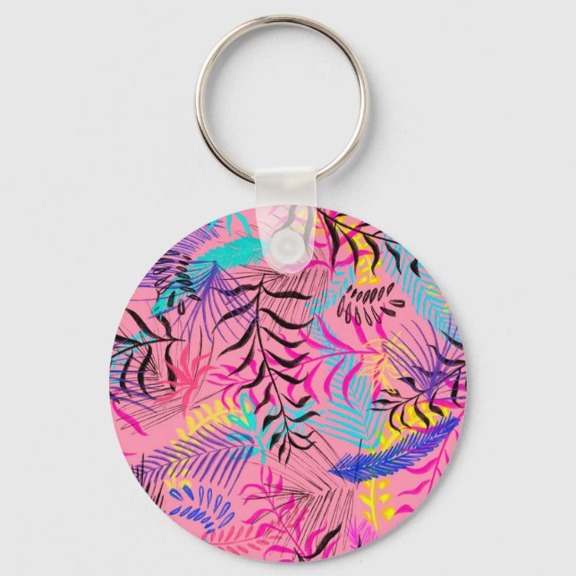 Tropical Leaves Key Ring (Front)