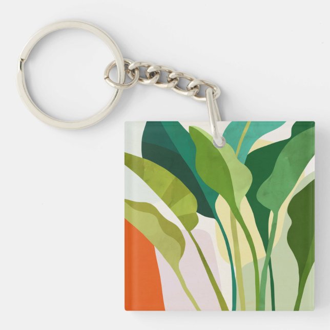 Tropical Leaves Key Ring (Front)