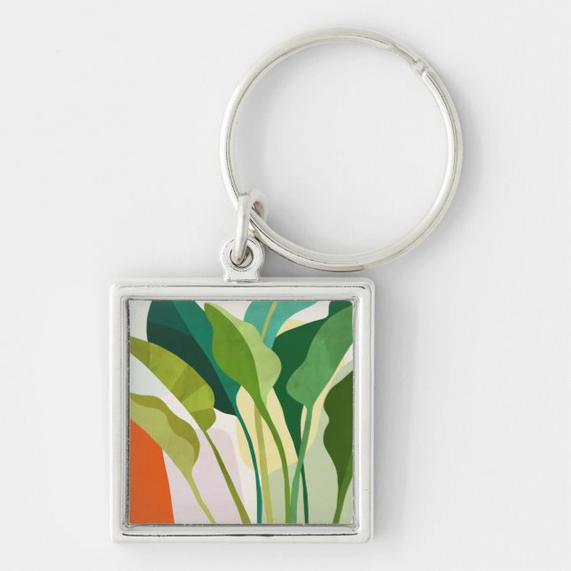 Tropical Leaves Key Ring (Front)