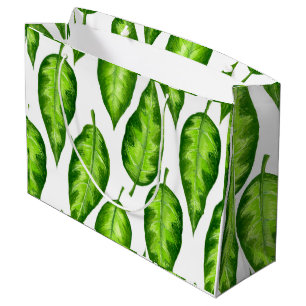 Tropical leaves large gift bag