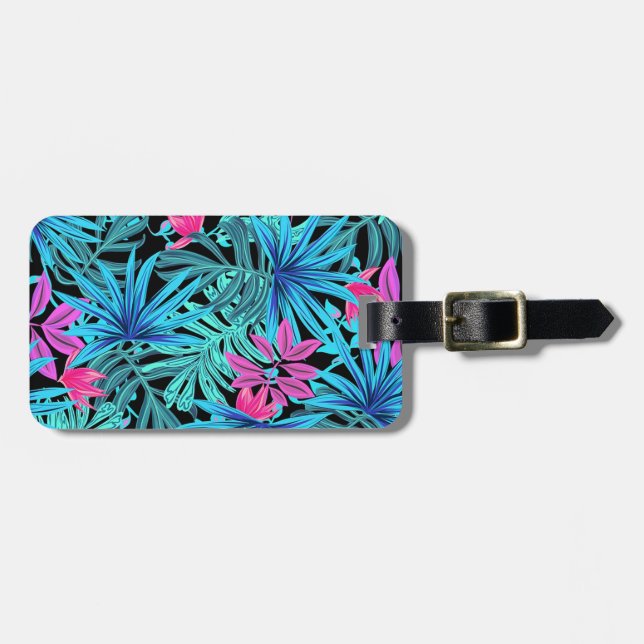 Tropical Leaves Luggage Tag (Front Horizontal)