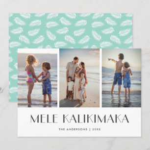 Tropical Leaves Mele Kalikimaka Photo Christmas Holiday Card