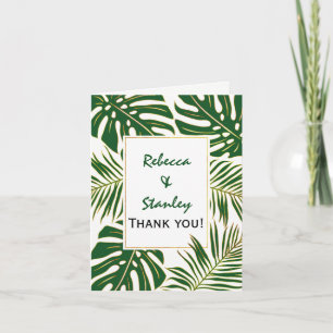 Tropical leaves modern wedding wedding Thank You Card