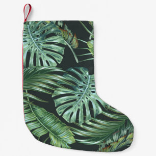 Tropical leaves, monstera, banana leaf, jungle fol small christmas stocking