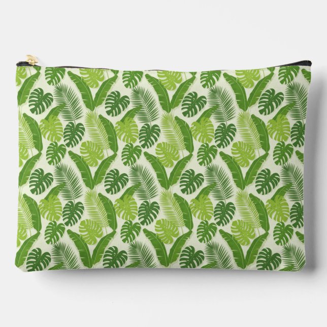 Tropical Leaves & Monstera Seamless Pattern Accessory Pouch (Front)