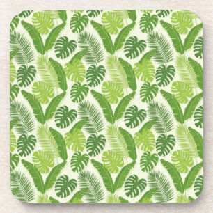 Tropical Leaves & Monstera Seamless Pattern Coaster