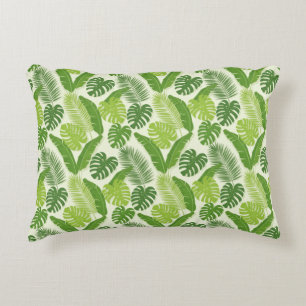 Tropical Leaves & Monstera Seamless Pattern Decorative Cushion