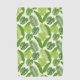 Tropical Leaves & Monstera Seamless Pattern Golf Towel