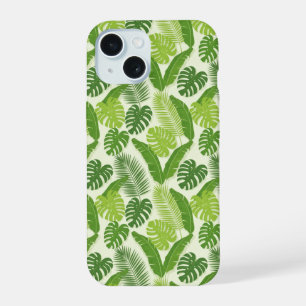 Tropical Leaves & Monstera Seamless Pattern iPhone 15 Case