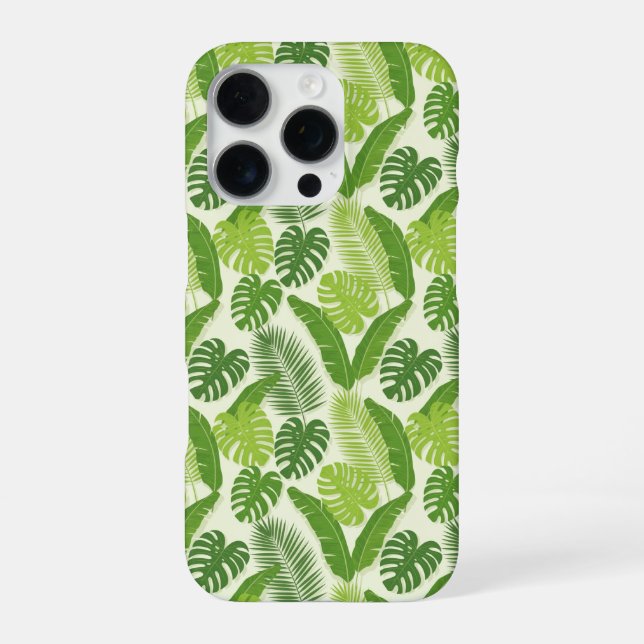 Tropical Leaves & Monstera Seamless Pattern iPhone Case (Back)