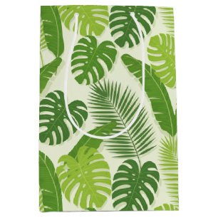 Tropical Leaves & Monstera Seamless Pattern Medium Gift Bag