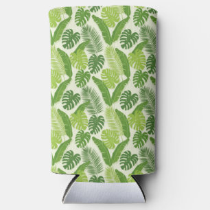 Tropical Leaves & Monstera Seamless Pattern Seltzer Can Cooler