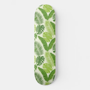 Tropical Leaves & Monstera Seamless Pattern Skateboard