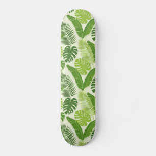 Tropical Leaves & Monstera Seamless Pattern Skateboard
