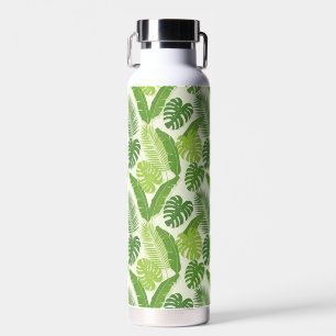 Tropical Leaves & Monstera Seamless Pattern Water Bottle