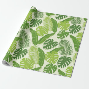 Tropical Leaves & Monstera Seamless Pattern Wrapping Paper