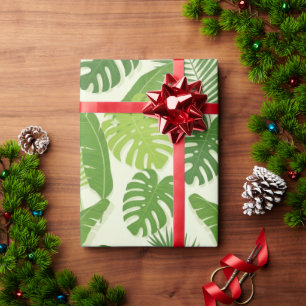 Tropical Leaves & Monstera Seamless Pattern Wrapping Paper