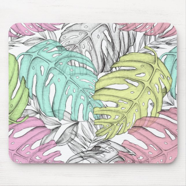 Tropical Leaves Mouse Pad (Front)