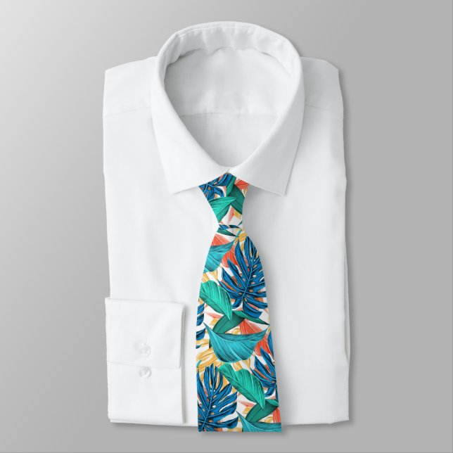 Tropical Leaves Neck Tie Your Summer Party (Tied)