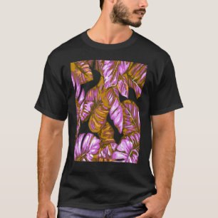 Tropical Leaves Of Banana and Monstera Lilac Ochre T-Shirt