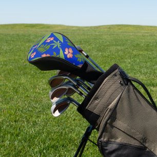 Tropical Leaves on Blue Golf Head Cover