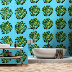 Tropical Leaves on Blue Sky Wallpaper