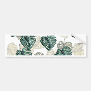 Tropical Leaves on White Bumper Sticker